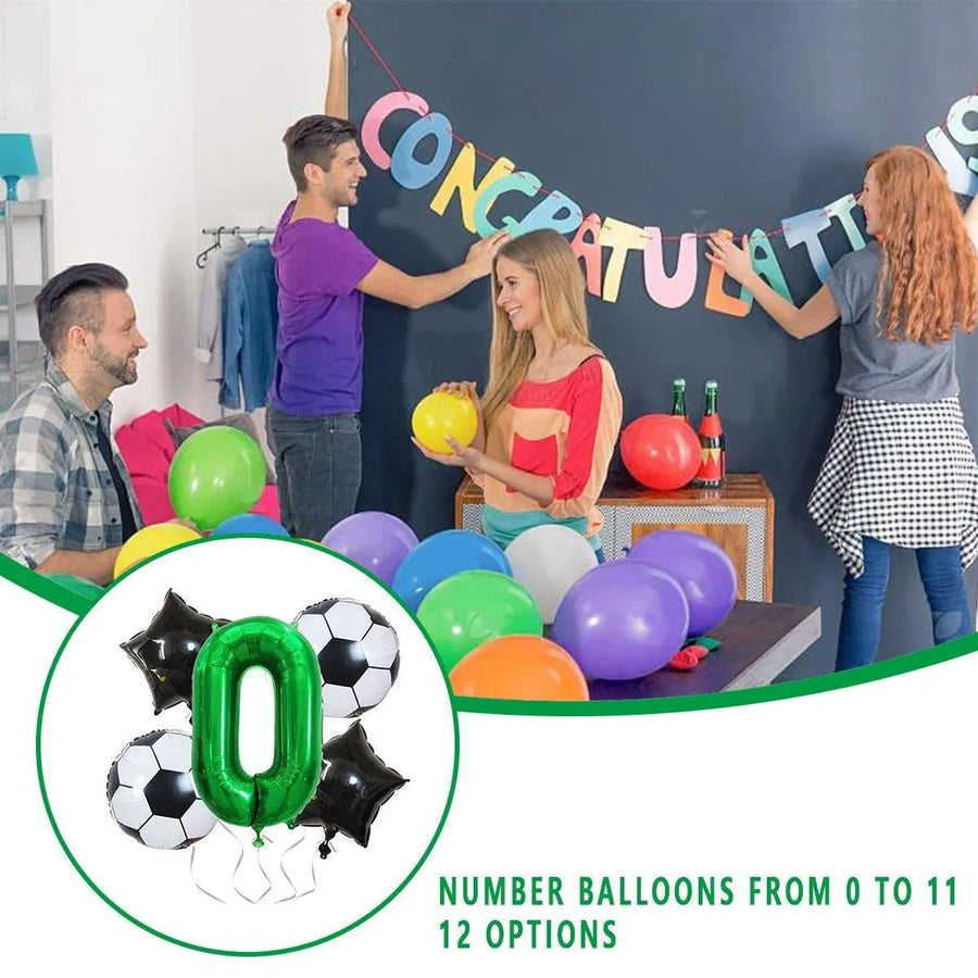 32 Inch Green Soccer Balloons 5 Pieces Set World Cup Birthday Party Decoration - 1