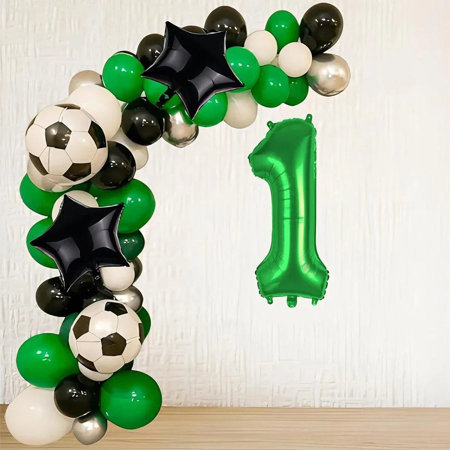 32 Inch Green Soccer Balloons 5 Pieces Set World Cup Birthday Party Decoration - 1
