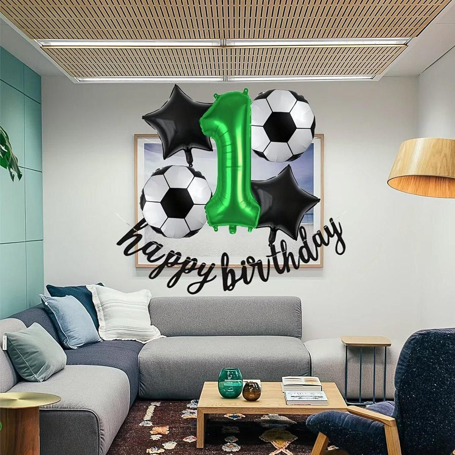 32 Inch Green Soccer Balloons 5 Pieces Set World Cup Birthday Party Decoration - 1