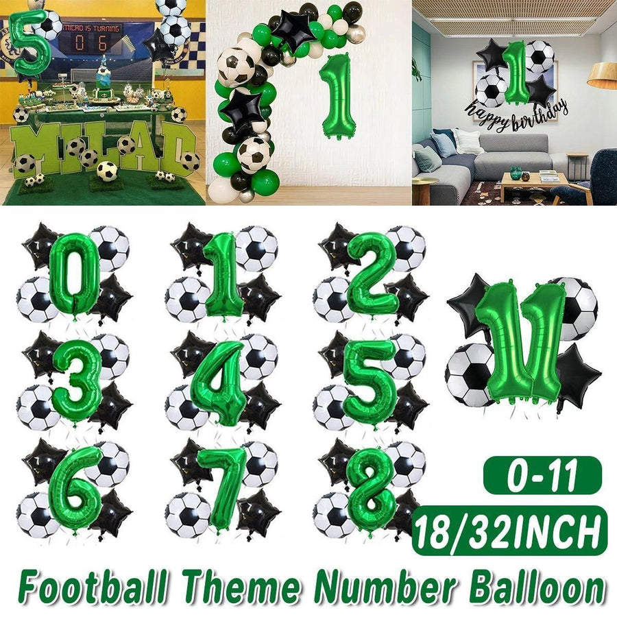 32 Inch Green Soccer Balloons 5 Pieces Set World Cup Birthday Party Decoration - 1