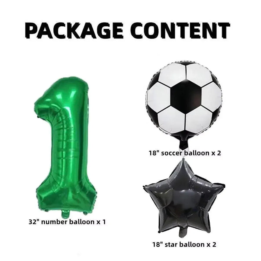 32 Inch Green Soccer Balloons 5 Pieces Set World Cup Birthday Party Decoration - 1