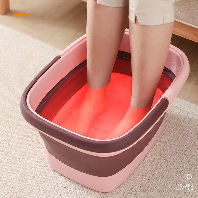 Folding Foot Spa Pedicure Bath Massage Tub Bucket Feet Basin Therapy Luxury - Blue
