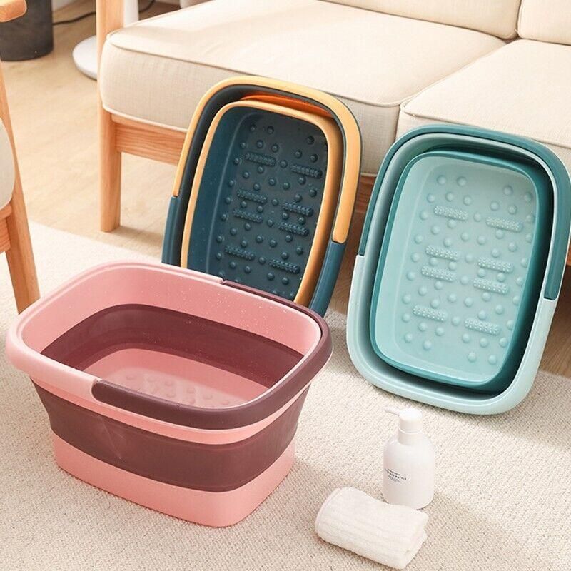 Folding Foot Spa Pedicure Bath Massage Tub Bucket Feet Basin Therapy Luxury - Pink