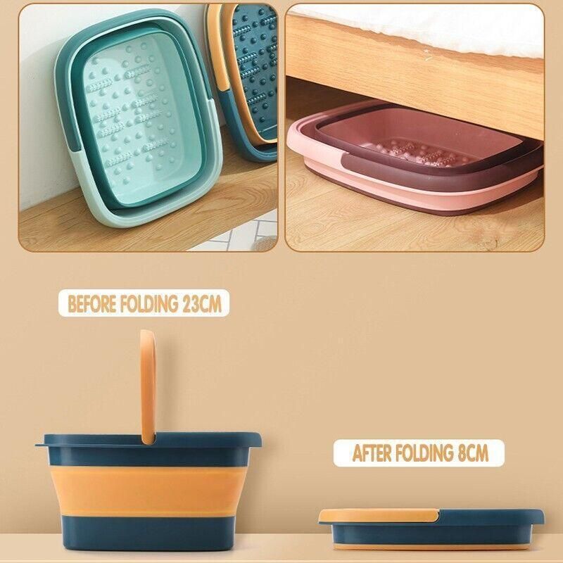 Folding Foot Spa Pedicure Bath Massage Tub Bucket Feet Basin Therapy Luxury - Pink