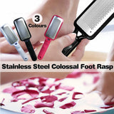 Stainless Steel Foot File Scraper Grater Pedicure Rasp Callus Remover Tool - Rose Red - Front View