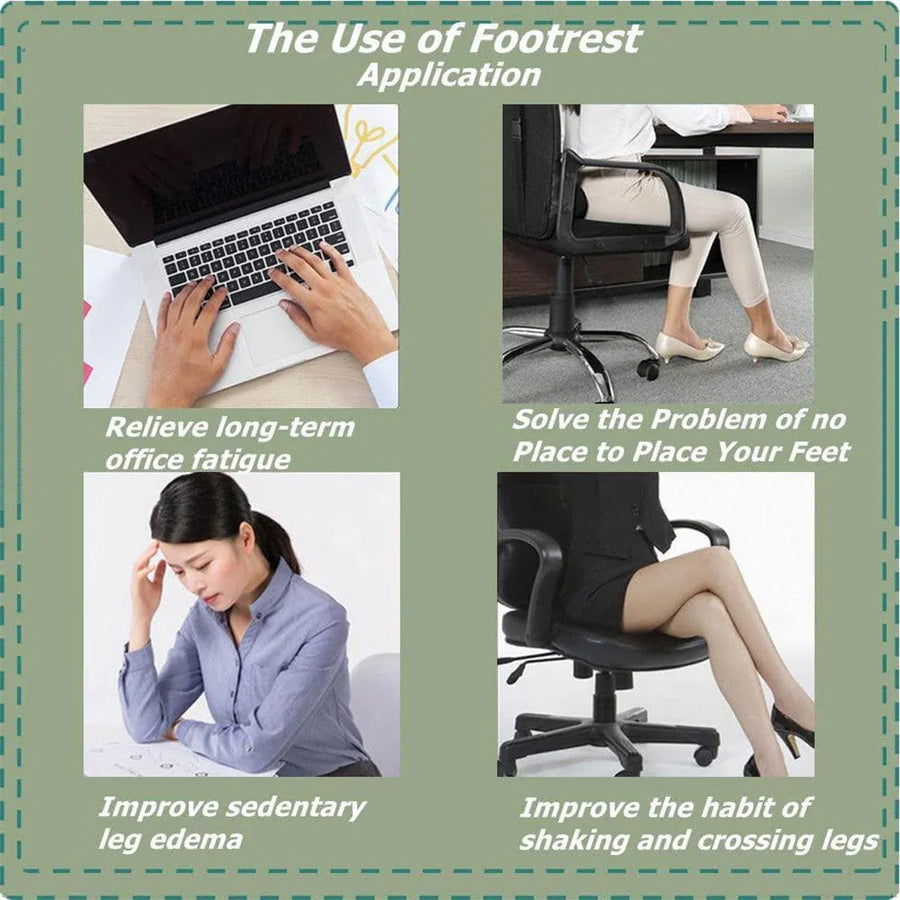 Foot Rest Stool Office Computer Desk Footrest Comfort with Massage Point Household - Black