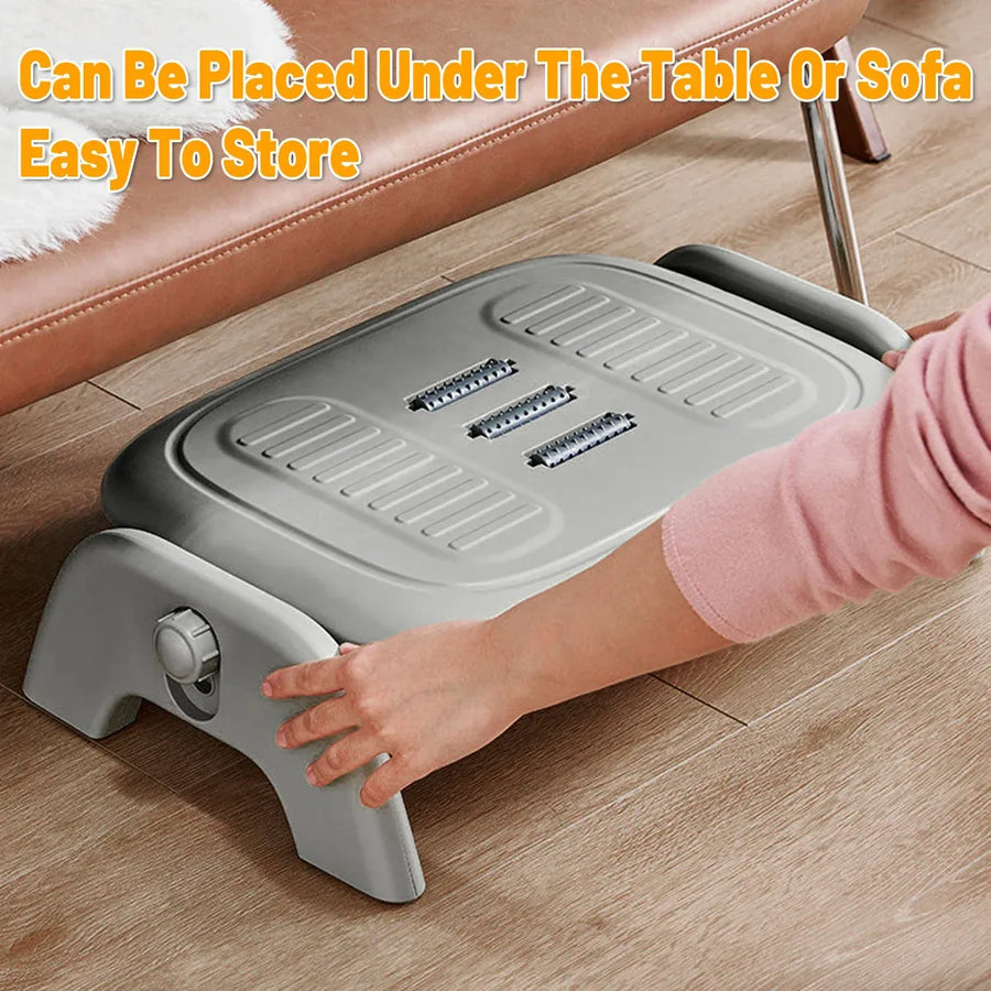 Foot Rest Stool Office Under Desk Fold Footrest Massage Cushion Grey