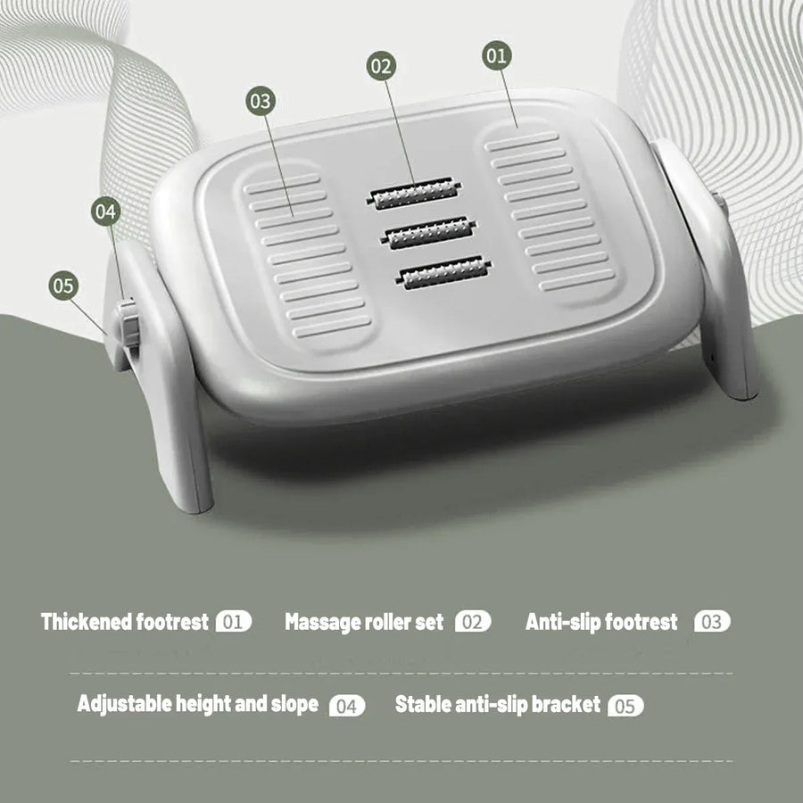 Foot Rest Stool Office Under Desk Fold Footrest Massage Cushion Grey