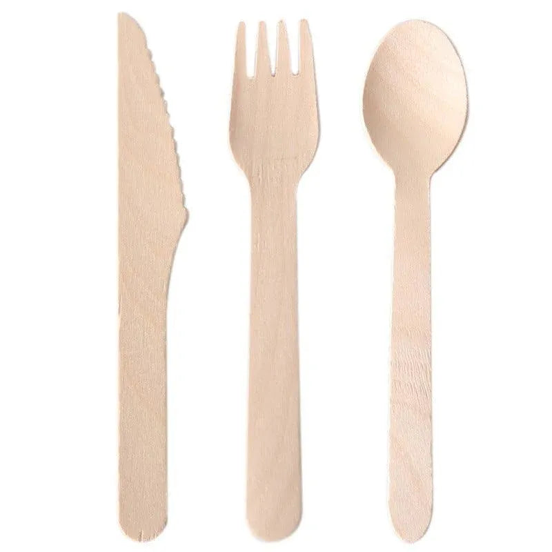 Wooden Cutlery Set Disposable Bamboo Wood Bulk Buy Forks Spoons Knives Party Eco