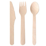 Wooden Cutlery Set Disposable Bamboo Wood Bulk Buy Forks Spoons Knives Party Eco
