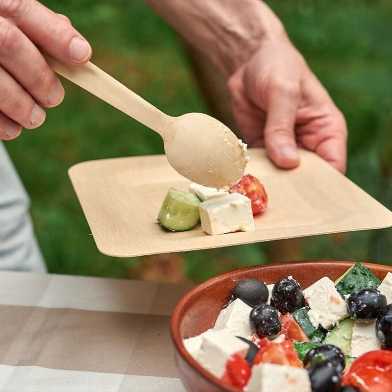 Wooden Cutlery Set Disposable Bamboo Wood Bulk Buy Forks Spoons Knives Party Eco