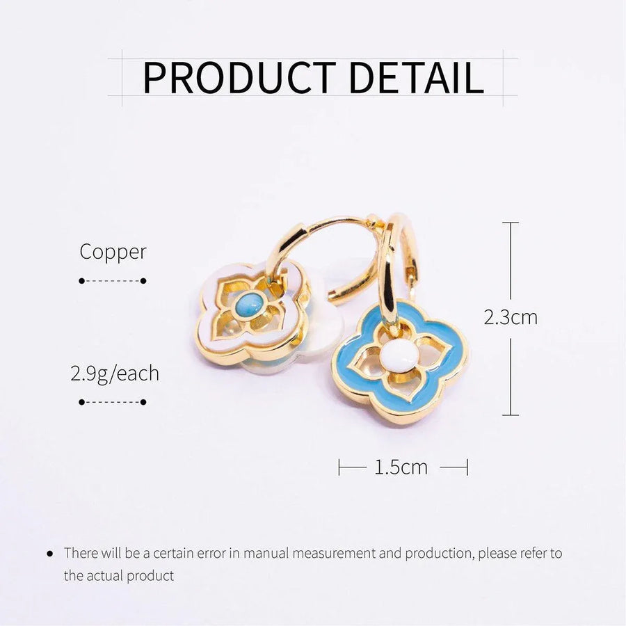 New Chinese Style Multi-Wear Natural Shell Four-Leaf Clover Earrings for Women