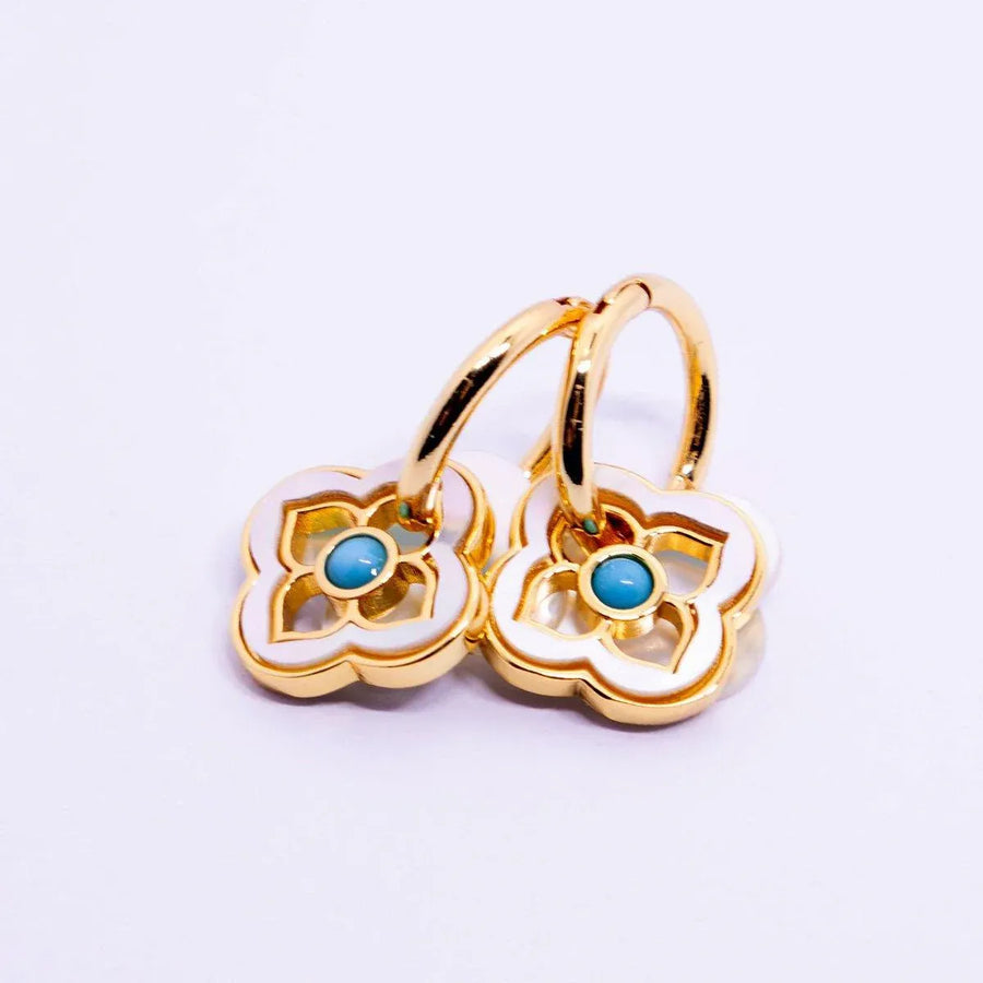 New Chinese Style Multi-Wear Natural Shell Four-Leaf Clover Earrings for Women