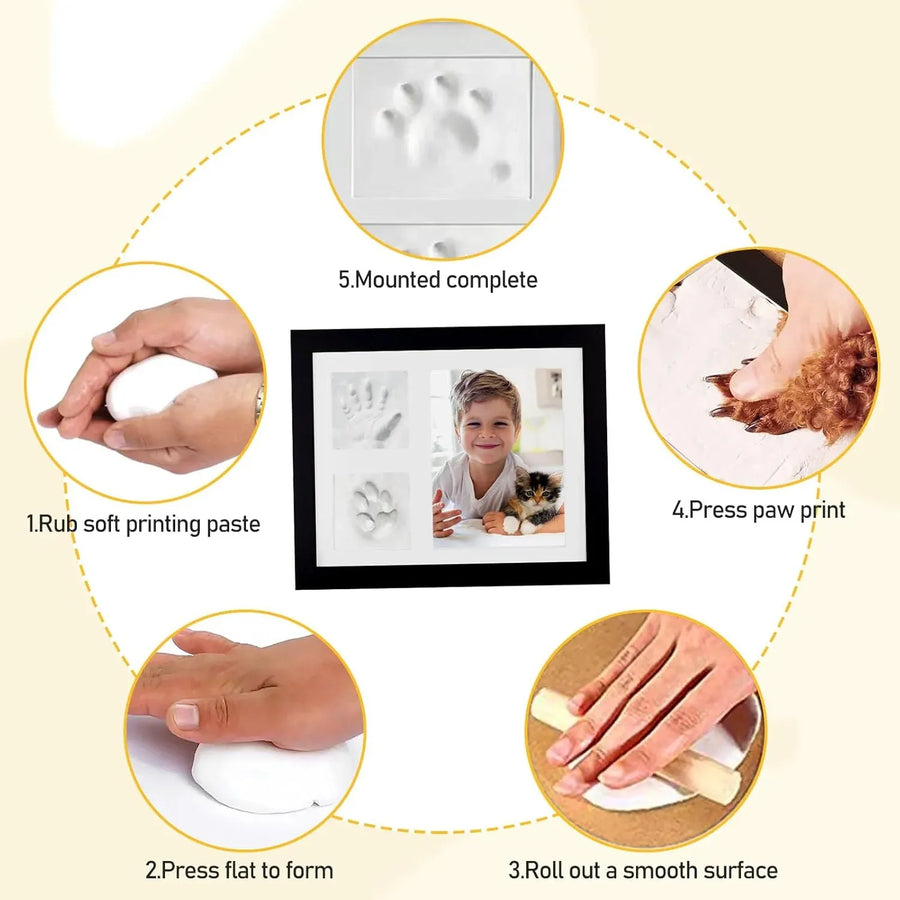 Keepsake DIY Handprint Footprint Photo Frame Kit for Pets or Memories - Black
