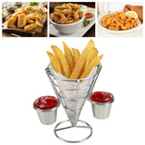 French Fries Basket Stand Tapered Snack Holder Serving Basket for Fries Snacks - Extra Image
