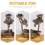 Lotus Flower Incense Holder Flowing Backflow Burner Home Office Decor Ornament - Rear View