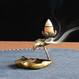 Lotus Flower Incense Holder Flowing Backflow Burner Home Office Decor Ornament - Close-Up Angle