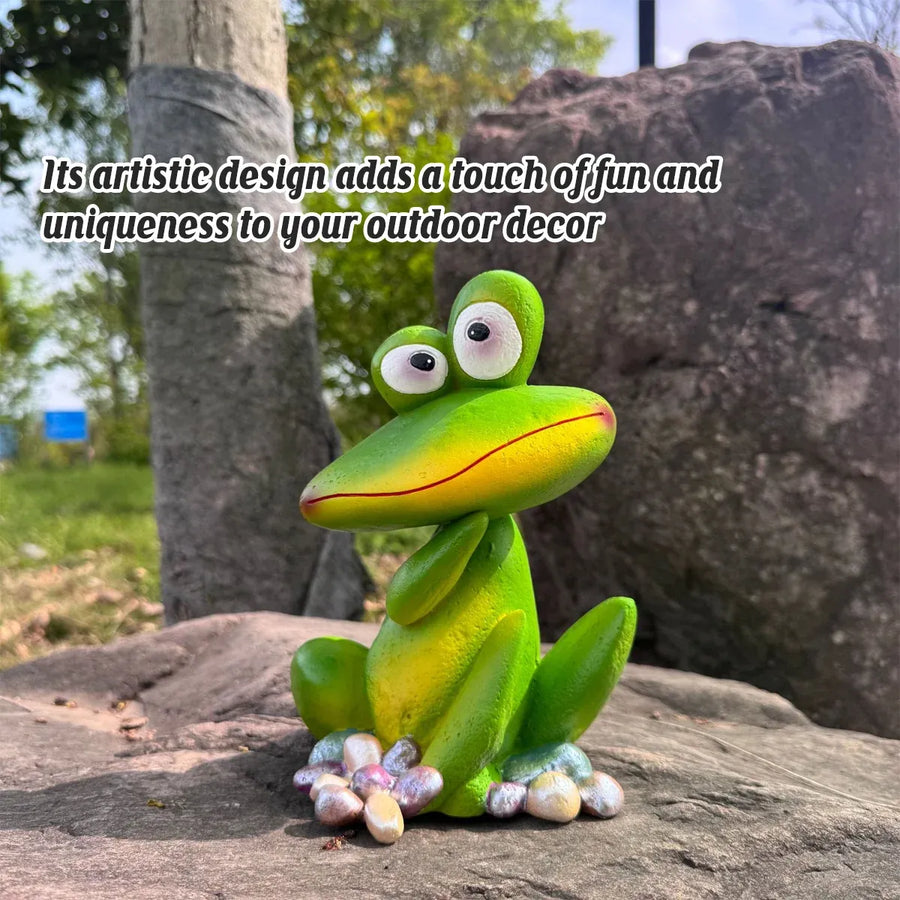 Outdoor Garden Frog Ornament Lawn Statue Animal Decor Resin Craft Sculpture - Green