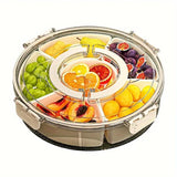 Six Compartment Rotary Fruit Plate Portable Round Snack Box with Lid for Home - Front View