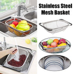 Stainless Steel Telescopic Sink Basket Multi Purpose Fruit Vegetable Strainer
