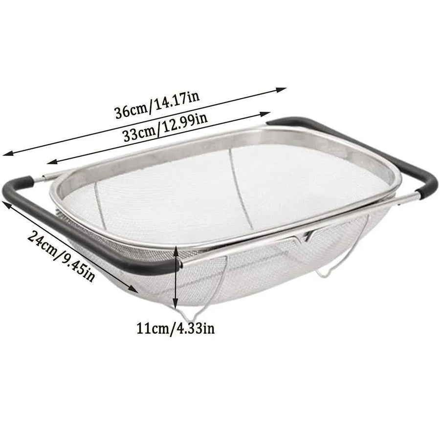 Stainless Steel Telescopic Sink Basket Multi Purpose Fruit Vegetable Strainer