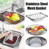 Stainless Steel Telescopic Sink Basket Multi Purpose Fruit Vegetable Strainer