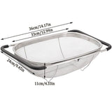 Stainless Steel Telescopic Sink Basket Multi Purpose Fruit Vegetable Strainer - Side View