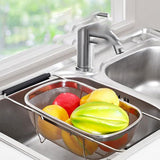 Stainless Steel Telescopic Sink Basket Multi Purpose Fruit Vegetable Strainer - Top-Down View
