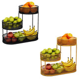 Luxury Multi-Layer Fruit Basket Snack Storage Rack Living Room Coffee Table - Gold - Front View