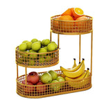 Luxury Multi-Layer Fruit Basket Snack Storage Rack Living Room Coffee Table - Gold - Rear View