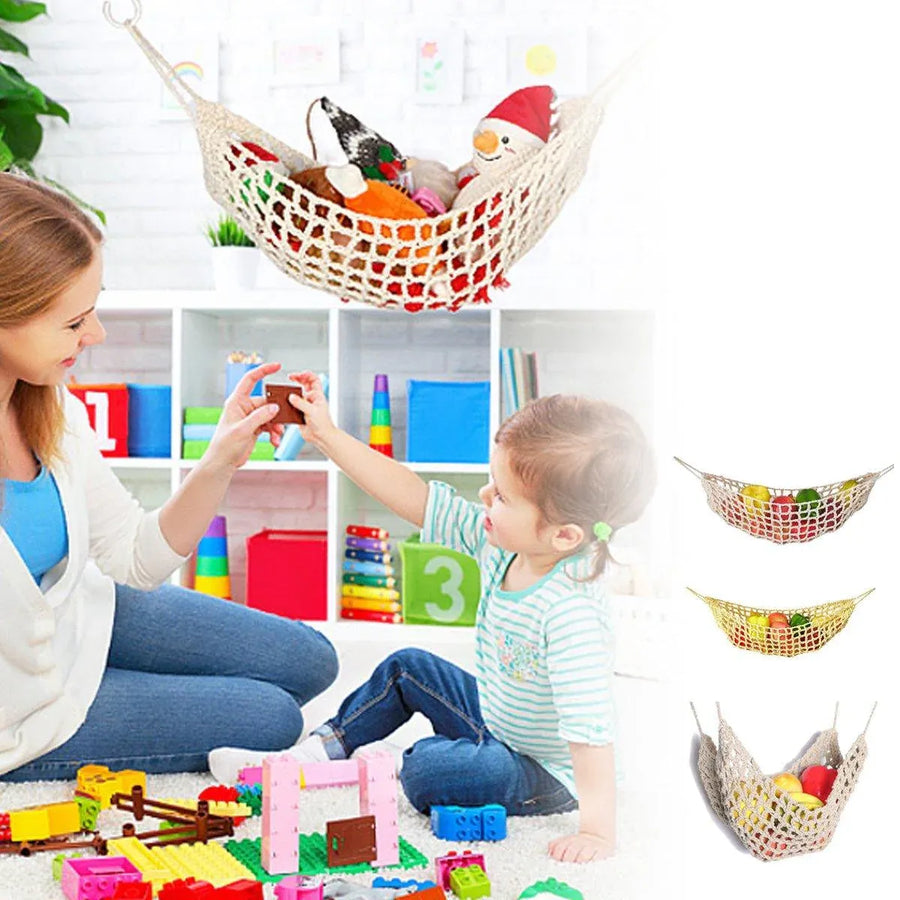 Under Desk Hanging Fruit Basket Kitchen Storage Net Home Organizer for Fruits - Khaki