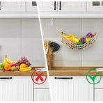 Under Desk Hanging Fruit Basket Kitchen Storage Net Home Organizer for Fruits - White