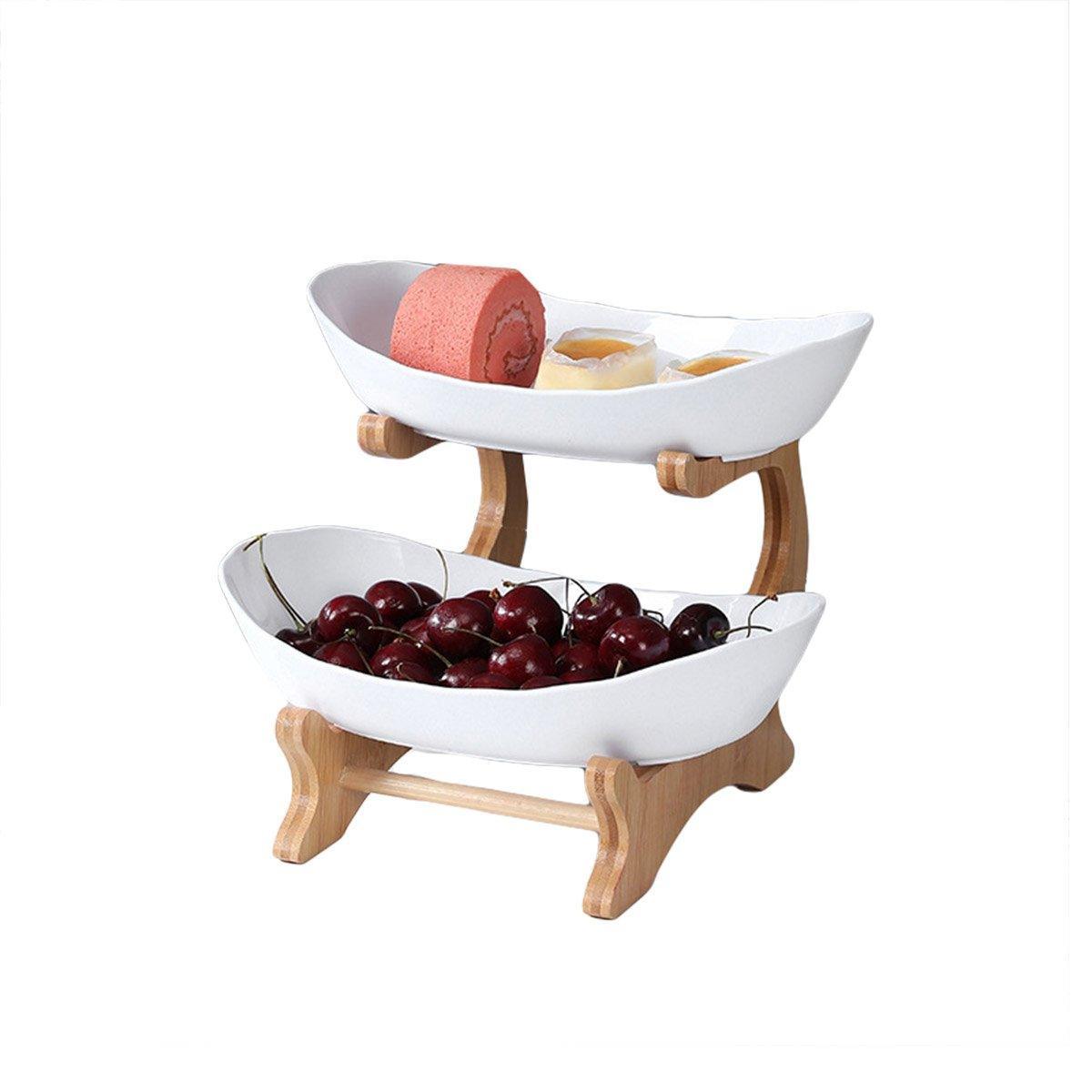 Modern Multi-layer Bamboo Fruit Snack Plate Rack Creative Living Room Plate Rack - Beige