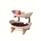 Modern Multi-layer Bamboo Fruit Snack Plate Rack Creative Living Room Plate Rack - White - Low Angle