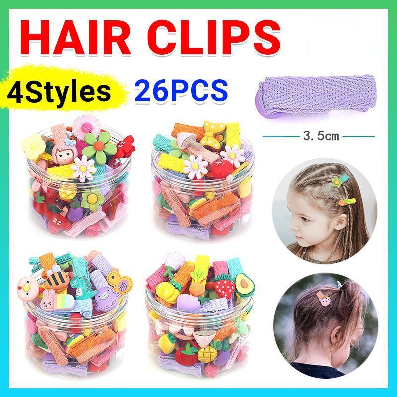 26Pcs Hair Clips Set Snap Bows and Hairpins for Styling and Everyday Use - Fruit and Vegetable ( Without Bottle)