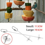 Pet Stainless Steel Bird Parrot Cage Skewer Food Meat Stick Spear Fruit Holder - 20CM
