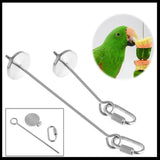 Pet Stainless Steel Bird Parrot Cage Skewer Food Meat Stick Spear Fruit Holder - 20CM - Side View
