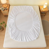 Single 96x200cm Hotel Bedding White Cotton Satin Bedspread - Cotton single jet satin-80x80s - Top-Down View