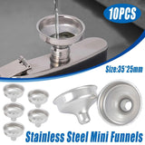 10 PCS Stainless Steel Small Funnel Set for Hip Flasks Camping Kitchen Use