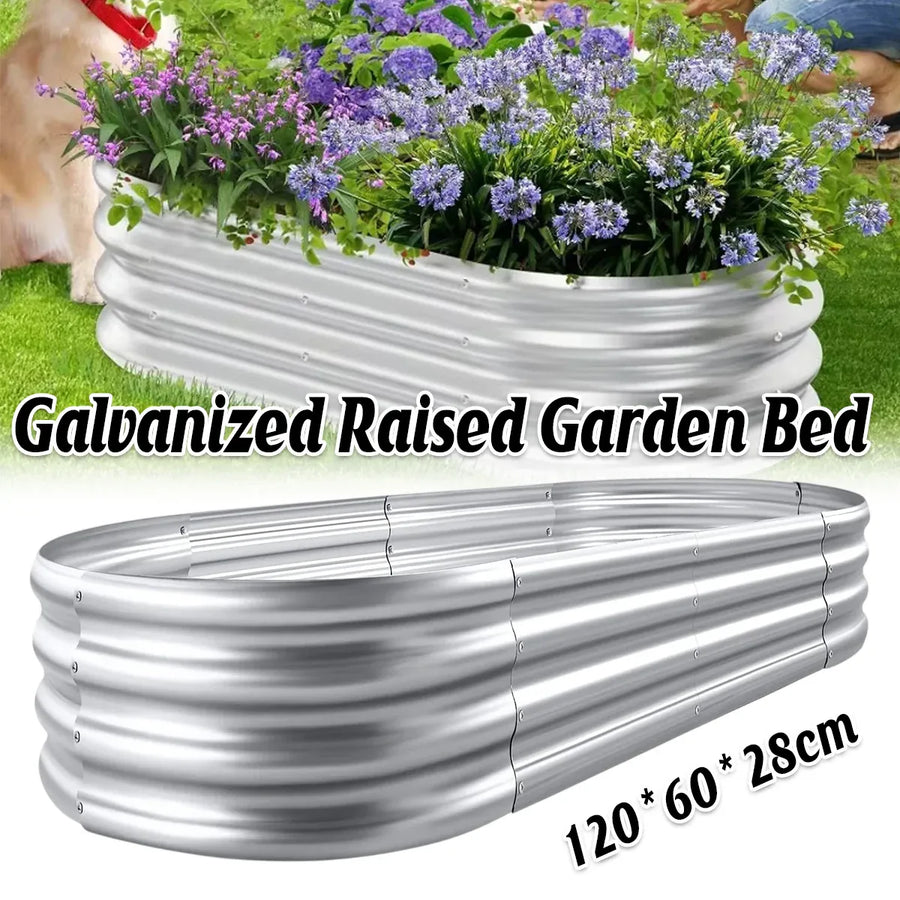 Galvanized Raised Garden Bed Metal Planter Box for Vegetables Flowers Herbs
