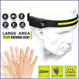 Cob Led Motion Sensor Head Torch Headlight Usb Headlamp Waterproof  Rechargeable