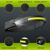 Cob Led Motion Sensor Head Torch Headlight Usb Headlamp Waterproof  Rechargeable - Top-Down View