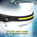 Cob Led Motion Sensor Head Torch Headlight Usb Headlamp Waterproof  Rechargeable - Rear View