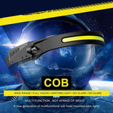 Cob Led Motion Sensor Head Torch Headlight Usb Headlamp Waterproof  Rechargeable