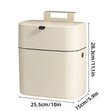 Wall Mounted Hanging Waste Bin with Lid Household Cabinet Trash Can Cream White - Side View