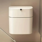 Wall Mounted Hanging Waste Bin with Lid Household Cabinet Trash Can Cream White