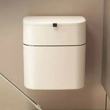 Wall Mounted Hanging Waste Bin with Lid Household Cabinet Trash Can Cream White - Top-Down View