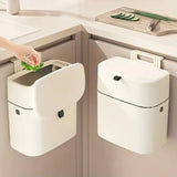 Wall Mounted Hanging Waste Bin with Lid Household Cabinet Trash Can Cream White - 45-Degree Angle