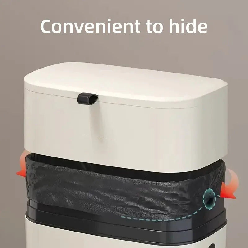 Wall Mounted Hanging Waste Bin with Lid Household Cabinet Trash Can Cream White