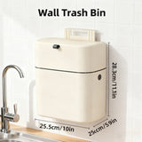 Wall Mounted Hanging Waste Bin with Lid Household Cabinet Trash Can Cream White - Extra Image